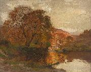 Alfred East Lake in Autumn oil on canvas
